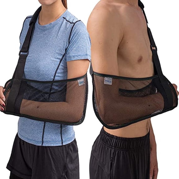 Genreen Mesh Arm Shoulder Sling -Shoulder Immobilizer for Torn Rotator Cuff & Surgery Recovery | Breathable, Shower-Safe Arm Brace Stabilizes Elbow/Wrist | Unisex (Black)