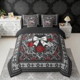 thumbnail image 2 of Erosebridal Girls Bowknot Twin Bedding Sets, Bohemian Aztec Mandala Bedding Comforter Set, Black Gray Red, Black Reversible 7-Piece, 2 of 6