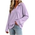 thumbnail image 2 of XRoczxe Women's V Neck Ribbed Knit Pullover Sweater, Long Sleeve Collared Casual Top, Soft Stretchy Tunic Shirt for Fall Winter Daily Office Wear, 2 of 7
