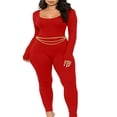 thumbnail image 1 of Women Long Jumpsuit Solid Color Long Sleeve U Neck Slim Bodysuit, 1 of 7
