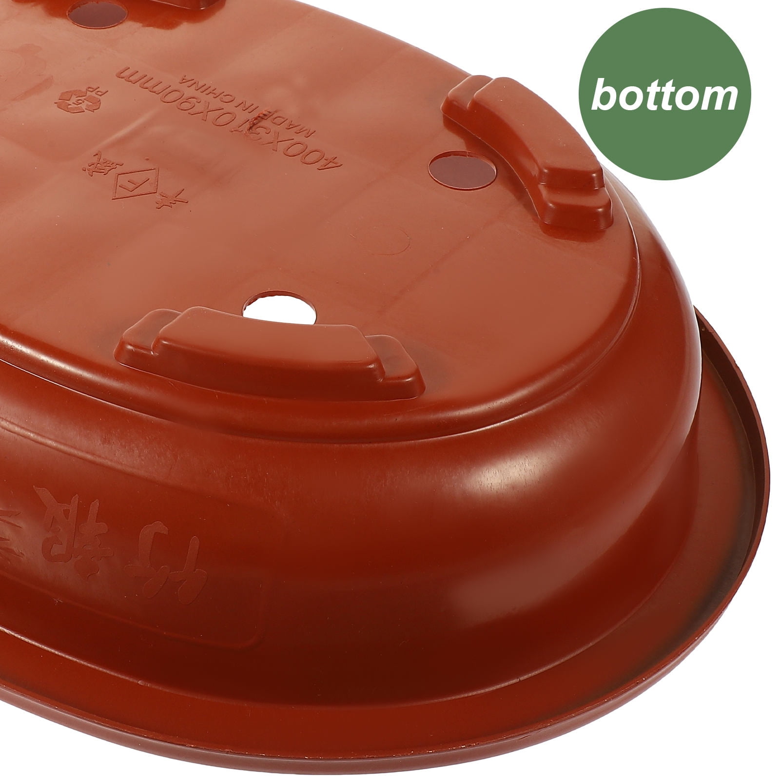 WHAMVOX Brown Oval Plastic Flower Pot Planter for Gardening and Nursery Use, 44x34x10.5 cm Outdoor Plant Container