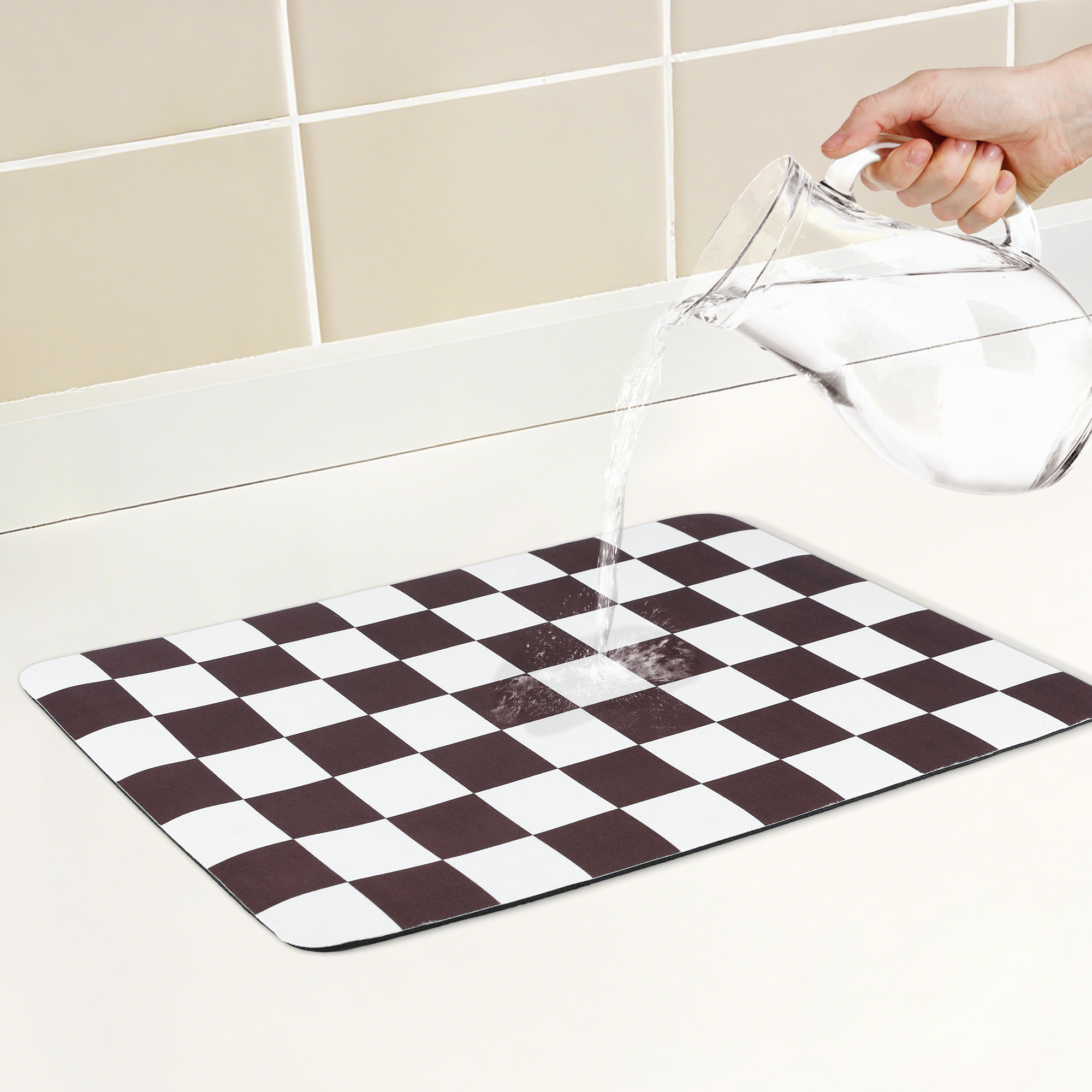 Unique Bargains Diatomaceous Stone Elegant Dish Drying Mat Caramel 15.7*11.8 inch