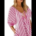 thumbnail image 3 of Mono de Rayas Extragrande para Mujer, Vestido Corto, Mono, Ropa de Playa para Vacaciones con Bolsillos. Rojo S, 3 of 7