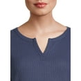 thumbnail image 3 of Nine.Eight Women's Waffle Knit Henley with Long Sleeves, 3 of 5