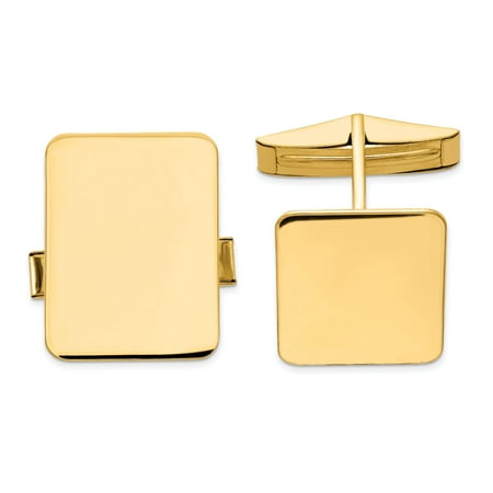 Diamond Rectangular Cufflinks - 14K Yellow Gold Rectangular Cuff Links