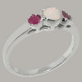 thumbnail image 3 of LBG British Made 14k White Gold Natural Opal & Ruby Womens Promise Ring - 33 size options - Size 9.5, 3 of 7