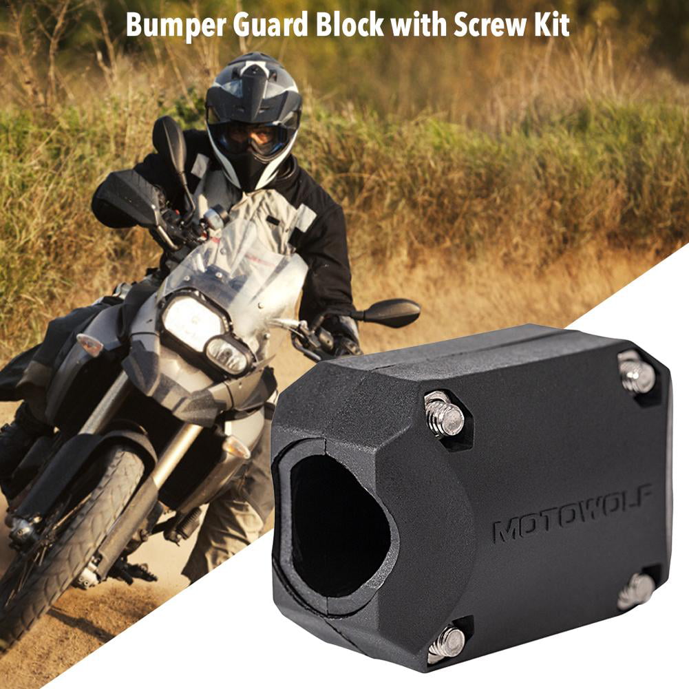 2Pcs Motorcycle Bumper Guard Blocks with Screw Kit Anti-scratch Protector Black 