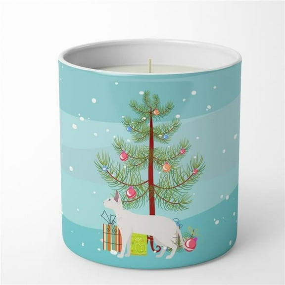 Carolines Treasures CK4683CDL 3.75 x 3.25 in. Unisex Peterbald No.2 Cat Merry Christmas 10 oz Decorative Soy Candle