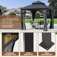 thumbnail image 6 of 8.5 X 8.5FT Hardtop Gazebo, Galvanized Steel Double Roof Gazebo with Nettings and Curtain Outdoor Aluminum Frame Vertical Stripes Roof Permanent for Patio, Backyard, Lawns, 6 of 6