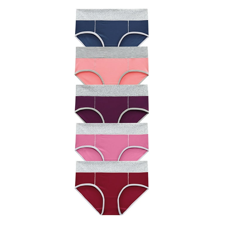 5PC Women Solid Color Patchwork Briefs Panties Underwear Bikini Underpants.Wealurre  Cotton Bikini Women's Breathable Panties Seamless Comfort Underwear 