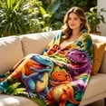 thumbnail image 4 of Gumesh Dinosaur Gifts Toys for Boys Girls,79"x59"HD Digital Print Flannel Dinosaur Blanket,Soft Warm Fleece Blankets and Throw, Birthday, 4 of 6
