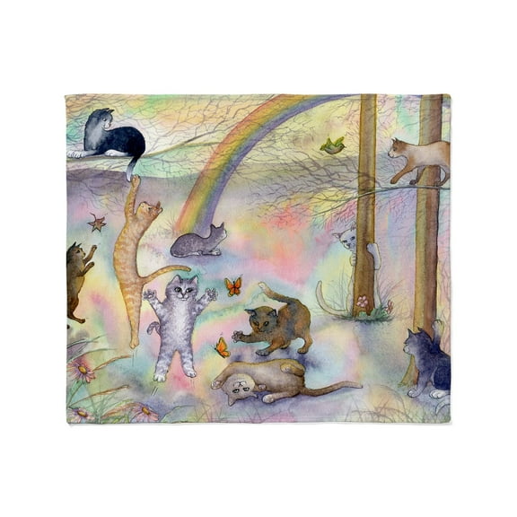 CafePress - Cats Waiting At Rainbow Bridge Throw Blanket - Soft Fleece Throw Blanket, 50"x60" for All Ages