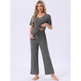 thumbnail image 3 of DARING DIVA Pajama Set Ribbed Knit Top Drawstring Pants 2 Pieces Outfit XL Dark Grey, 3 of 6
