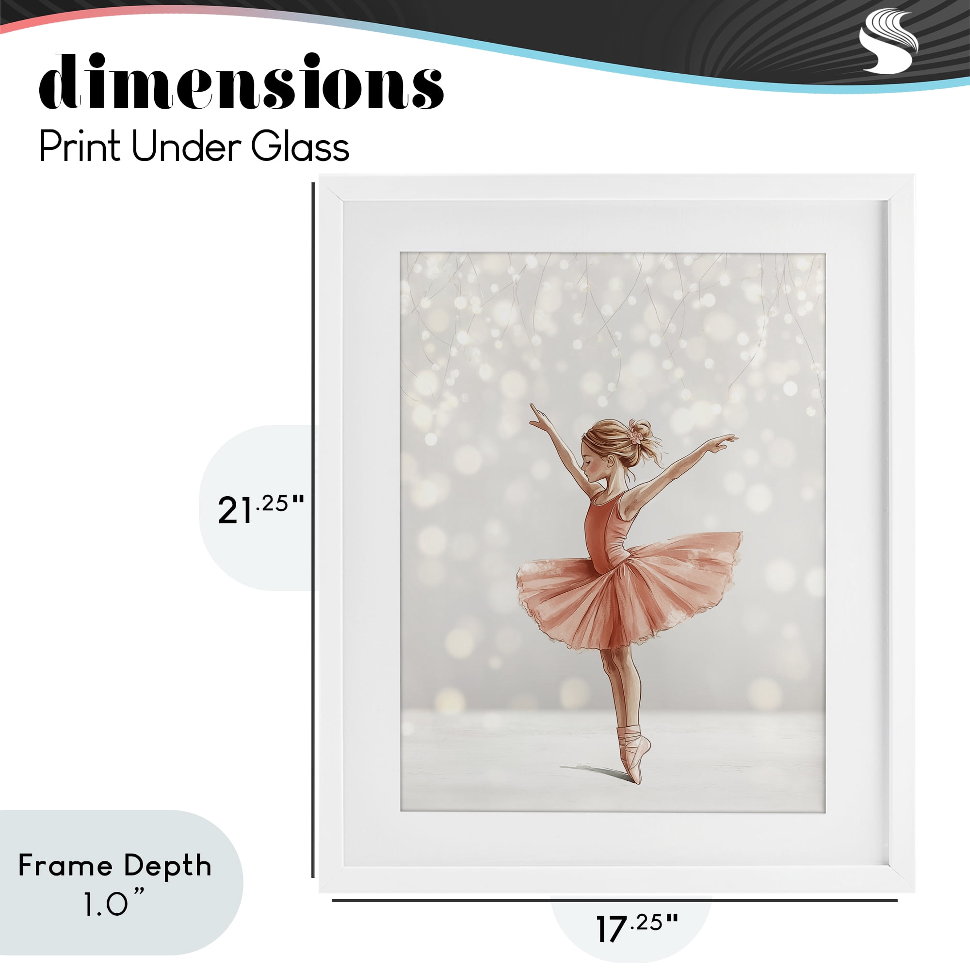 Stupell Industries Dancer In The Light White Framed Print Under Glass, design by Christine Simpson Art