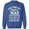 thumbnail image 2 of OXI Crewneck Sweatshirt - Don't Make Old People, Basic Casual Sweatshirts for Men's and Women Fleece Sweatshirt Long Sleeve - Indigo Blue Medium, 2 of 2