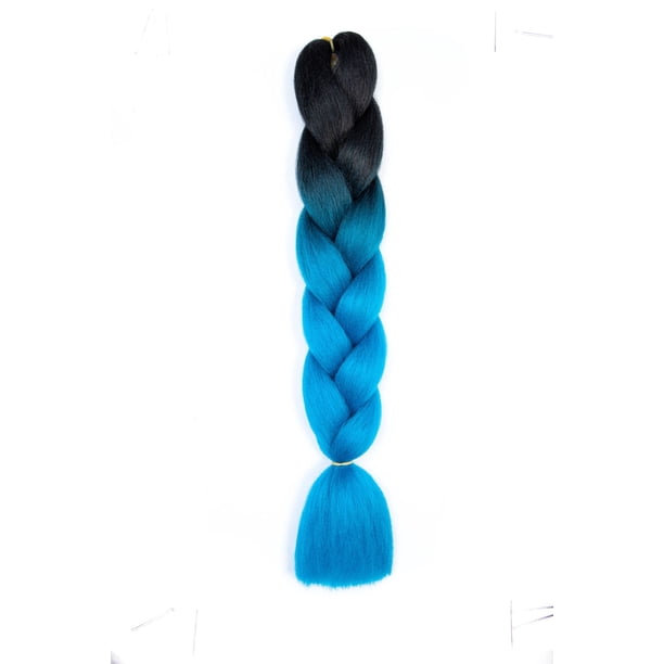 Xiao Hua Extensiones de cabello trenzado para mujeres, 6 paquetes de 100 g/paquete, 24 pulgadas, cabello trenzado sintético de alta temperatura para trenzas de crochet retorcidas, de negro a azul.