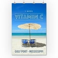 thumbnail image 2 of Gulfport, Mississippi, I Need Vitamin C, Beach Chairs and Umbrellas (36x54 Giclee Gallery Art Print, Vivid Textured Wall Decor), 2 of 3