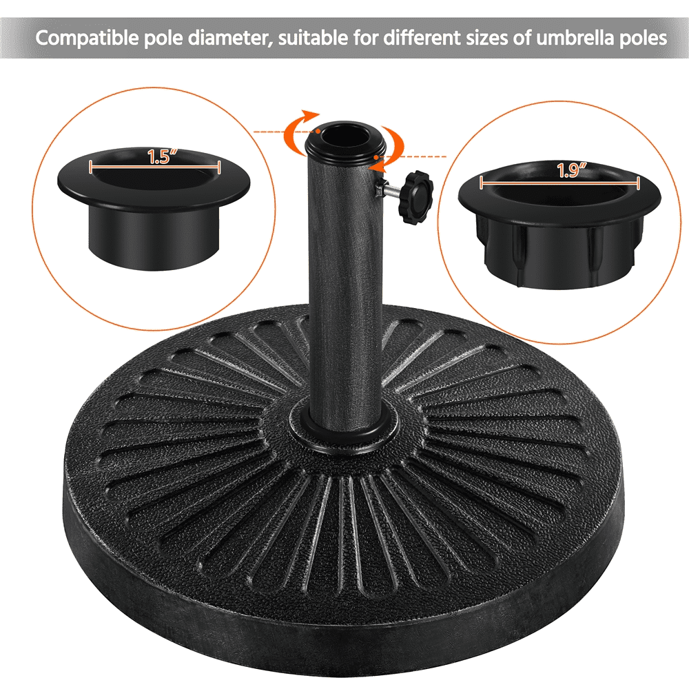 Renwick Patio Market Umbrella Base, 30 lb Round Resin, Black
