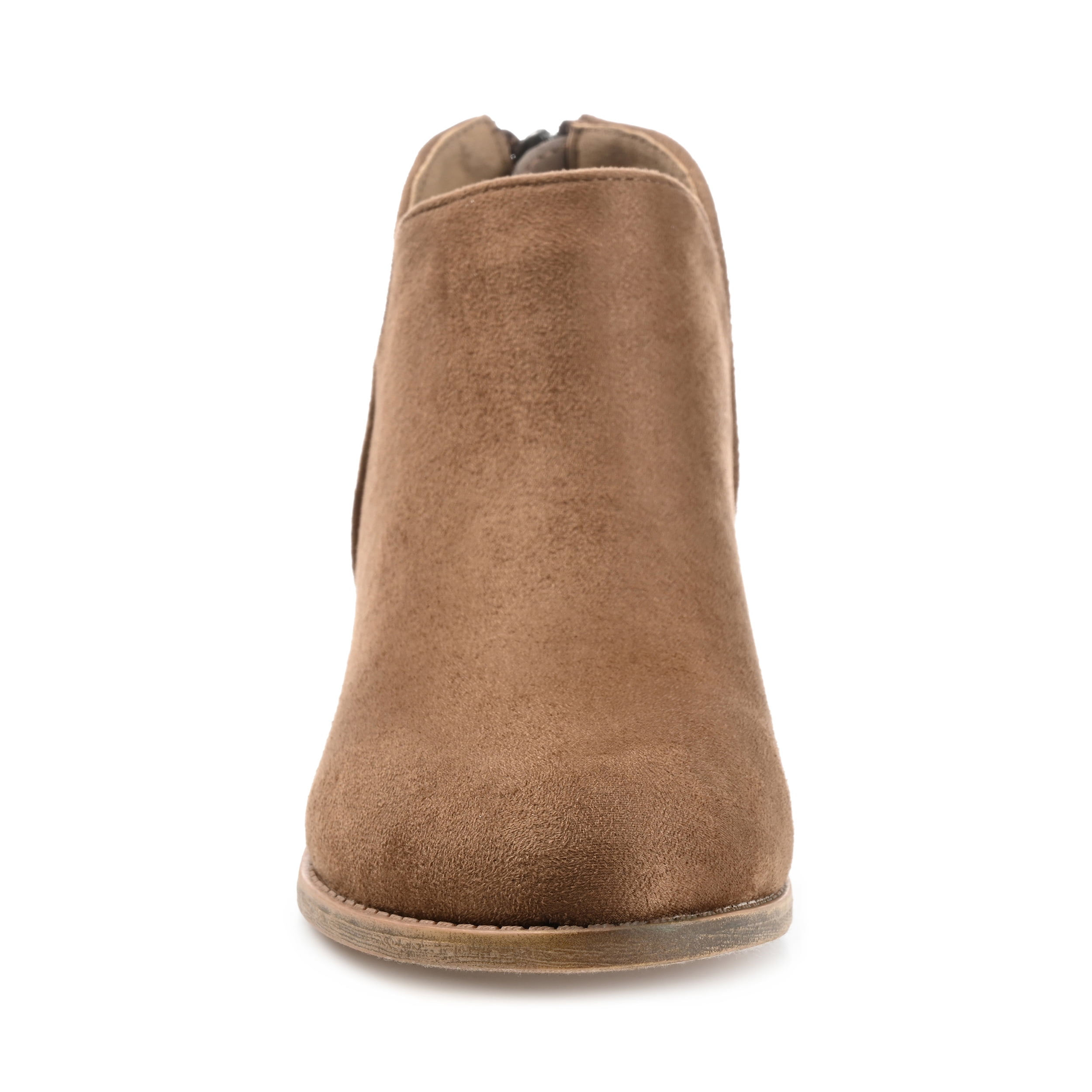 Journee Womens Livvy Back Heel Zip Stacked Heel Booties, Widths Available