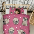 thumbnail image 3 of Cartoon Pug Dog Duvet Cover and Pillowcase Set for Single Bedding, Bedroom Accessories for Kids Teens, 3 of 5