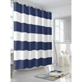 thumbnail image 3 of Shower Curtains for Bathroom-66"x72", Nautical Navy Blue and White Stripe Waterproof Bath Curtain Grommet Shower Curtain Set with Hooks, Modern Geometric Line Art Washable Bath Accessories, 3 of 6