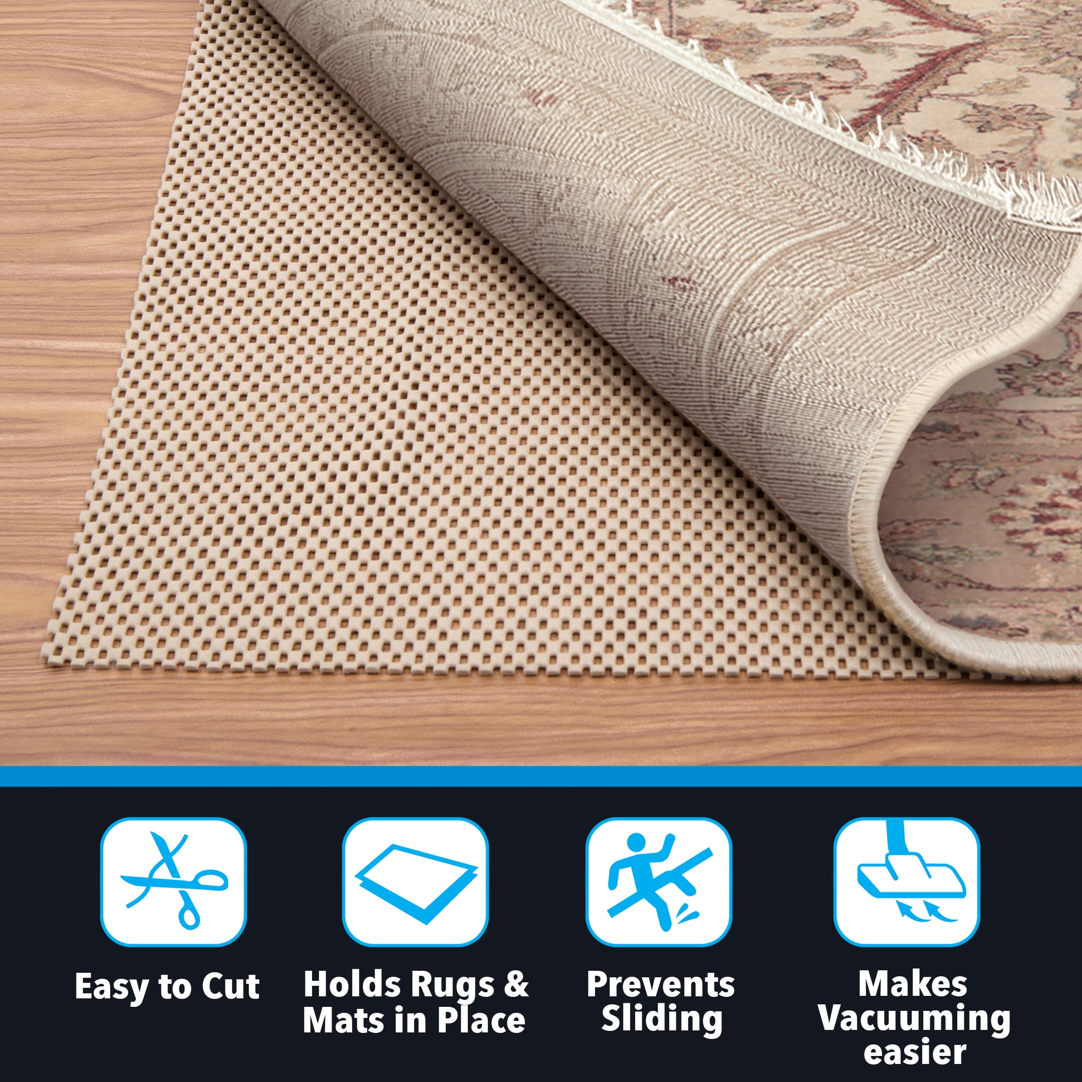 Mainstays Non-Skid Non-Slip Deluxe Felt Rug Pad, Sand, 2' x 6'