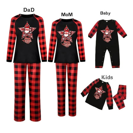 

Christmas Pajamas for Family 2022 - Funny Cute Christmas Themed Pattern Pullover Tops with Plaid Pants Pjs Outfits Family Matching Outfits Pijamas De Navidad