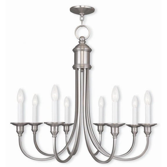 Traditional Farmhouse Eight Light Chandelier-Brushed Nickel Finish Bailey Street Home 218-Bel-1261080