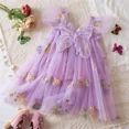thumbnail image 3 of Ropa navideña para niños pequeños, vestidos de tul para niñas pequeñas, sin mangas, con volantes, bordado, vestido de tutú con flores, vestido de cumpleaños de princesa, 3 of 5
