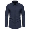 thumbnail image 2 of Dress Shirts for Men Slim Fit Solid Color Lapel Collar Long Sleeve Stretch Button down Business Formal Shirt Lightweight Comfy Fall Clothes, 2 of 4
