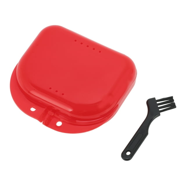 Unique Bargains 1 Set Braces Box with Brush Mini Braces Storage Box Red