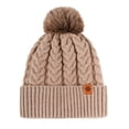 thumbnail image 2 of SYMOID Winter Hat for Women, Cable Knit Cuffed Beanie with Faux Faux Fur Pom Pom Hats,Size Free Size, 2 of 4
