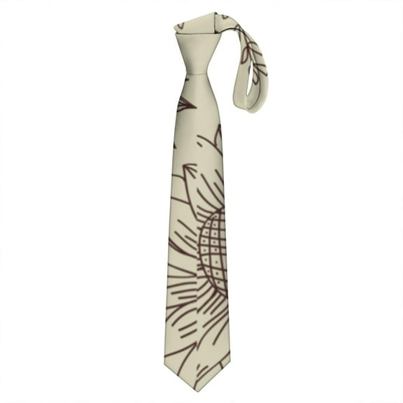 Autumn Sunflower Floral Necktie - Retro Vintage Formal Satin Tie for Groomsmen
