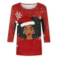 thumbnail image 4 of Craaazy Christmas Tops for Women Christmas Holiday Print 3/4 Sleeve Xmas Blouse Gifts, 4 of 5