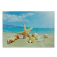 thumbnail image 3 of Seashells Cutting Board, Summer Beach Theme and Sand with Rays in the Sky Clouds Seaside Marine, Decorative Tempered Glass Cutting and Serving Board, Small Size, Aqua Ivory Mustard, by Ambesonne, 3 of 5