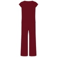 thumbnail image 3 of Womens 2 Piece Outfits Dressy Casual Cap Sleeve Keyhole-Back Crewneck Top and Wide Leg Long Pants Sets (2XL, Wine), 3 of 7