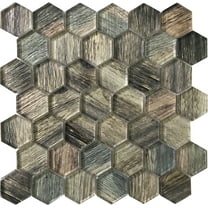 5 pack Wooden Brown 11.8 in. x 11.8 in. Hexagon Polished Glass Mosaic Floor and Wall Tile (4.83 sq. ft./Case)