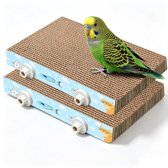 2-Pack Paper Bird Toys, Parrot Perch Platform, Parrot Toy, Cardboard Bird Cage Stand for Claw Grooming & Stress Relief, Reduces Boredom – Suitable for Budgies, Cockatiels, Lovebirds, and Other Small