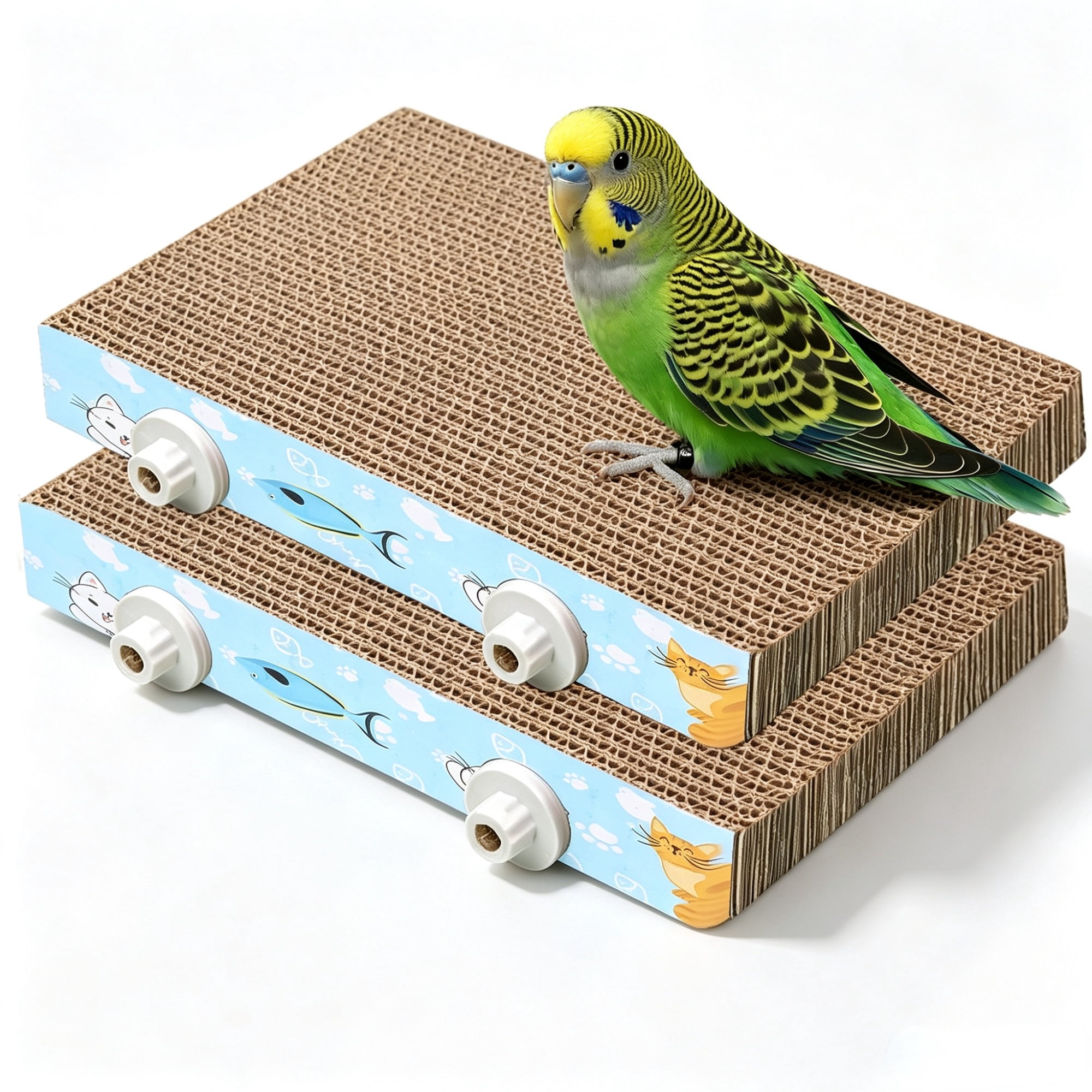 2-Pack Paper Bird Toys, Parrot Perch Platform, Parrot Toy, Cardboard Bird Cage Stand for Claw Grooming & Stress Relief, Reduces Boredom – Suitable for Budgies, Cockatiels, Lovebirds, and Other Small