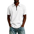 thumbnail image 5 of Fabrcox Short Sleeve Polo Shirts for Men Quarter Zip Collar Shirts for Men Regular Fit Solid Color Sports Casual Office Golf Shirt for Men with Pockets White S, 5 of 5