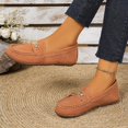thumbnail image 5 of Women's Slip On Loafer Flats,Soft PU Flat Comfort Shoes All-Match Casual Daily Walking Shoes Orange 6, 5 of 6