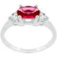 thumbnail image 1 of Precious Stars Precious Stars R07597R-C13-06 Bague Triplet en Zircon Cubique Rouge à Coupe Ovale Argentée, 1 of 1