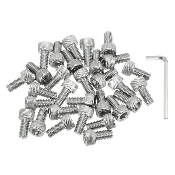 Uxcell 30 Pcs M6 x 12mm Hex Socket Head Cap Screws Bolts, 304 Stainless Steel Screws with Wrench