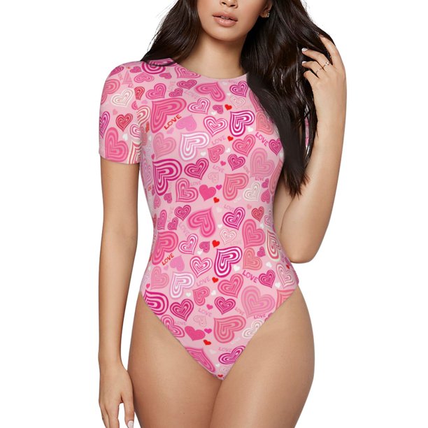 Balery Love Body de cuello redondo de manga corta para mujer Tops de manga corta Tops básicos-Large