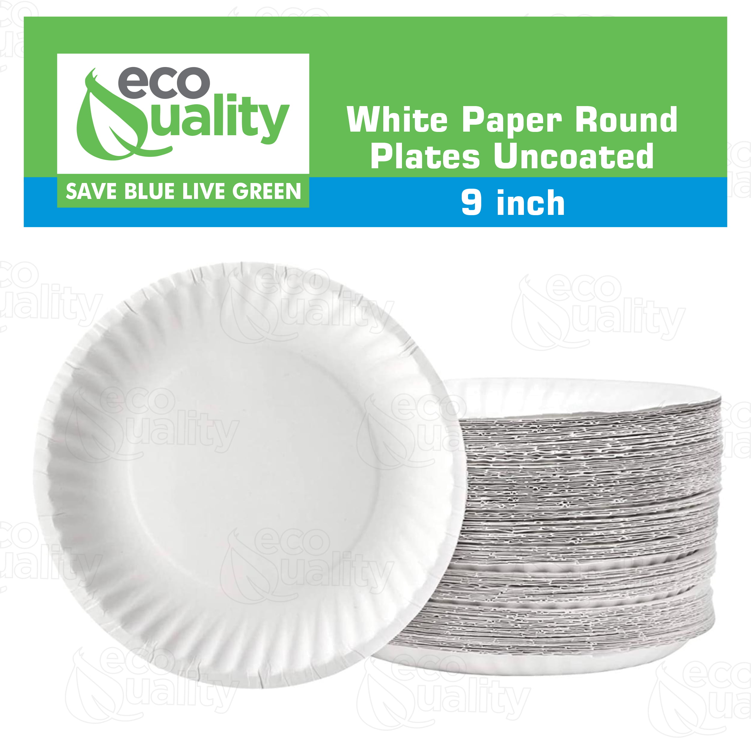 [500 Pack] Disposable White Uncoated Paper Plates - 9 Inch Large Decorative  Craft Paper Plates