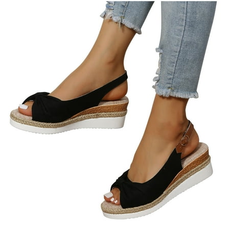 

Women Flat Heel Slippers Sandals Dress Sandals - Adjustable Hook Loop Sandals Open Toe Wedge Sandals