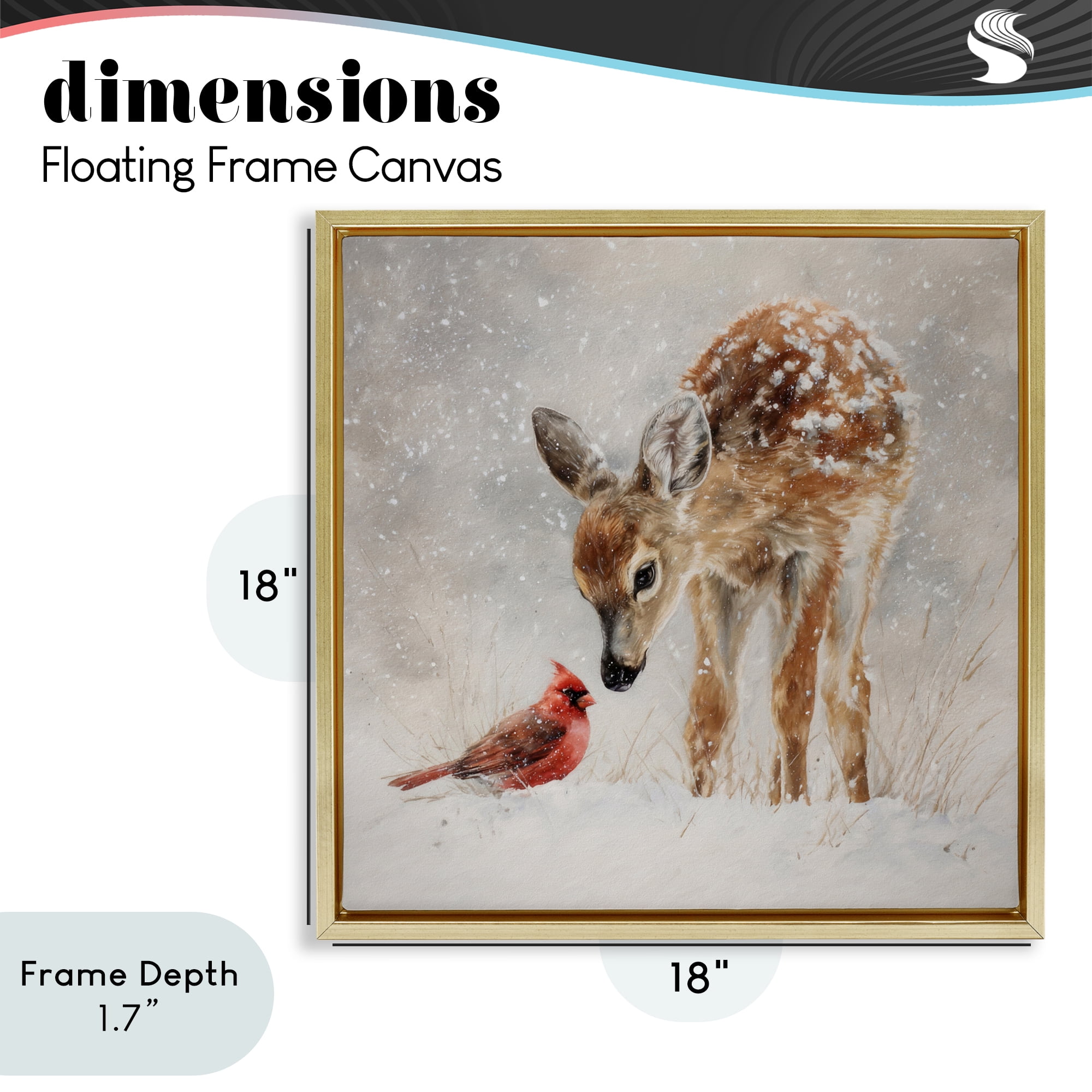 Stupell Industries Little Fawn & The Cardinal Gold Framed Floater Canvas Wall Art, design by Tina LeCour