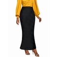 thumbnail image 2 of Women'S Black High Waist Bodycon Textured Mermaid Stretchy Long Skirt for Fall Winter XXL, 2 of 9