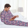 thumbnail image 6 of Picia colorful Skull flower Pattern Men’s Long-Sleeve Sleepwear Set - Soft 2-Piece Loungewear with Pockets, Comfy PJs for Relaxing Nights-Medium, 6 of 7