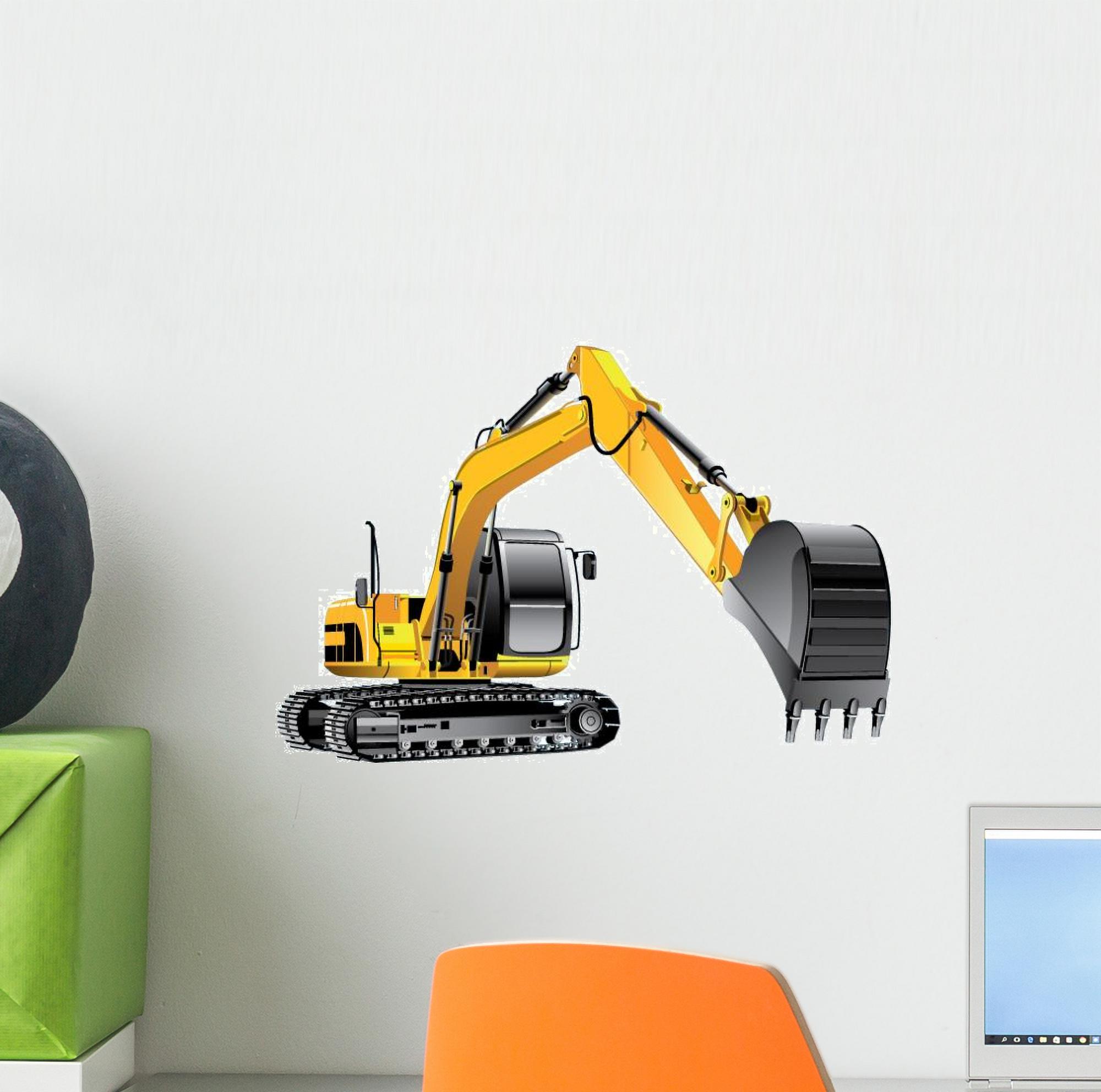 Yellow Construction Crane Wall Decal Sticker, Wallmonkeys Peel & Stick Vinyl Graphic (12 in H x
